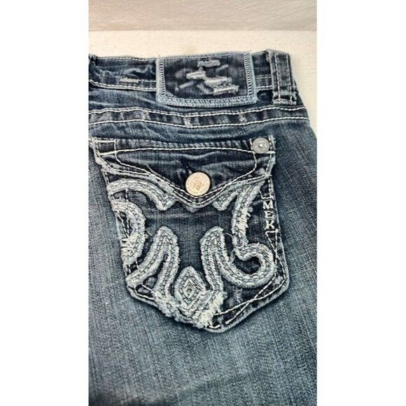 MEK St Louis Boot CutJeans SZ 26/32 DISTRESSED BoHo Festival Biker Clubwear - Picture 9 of 12